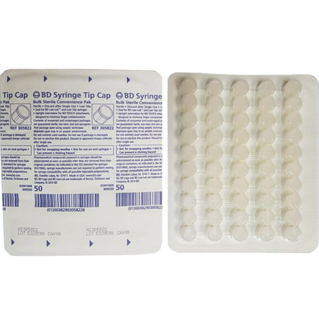 BD Syringe Tip Cap Clear Bulk Sterile 100-Pack FOR LUER LOCK AND L SLIP