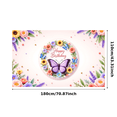 thumbnail image 2 of Floral Design Happy Birthday Banner Colorful Butterflies Birthday Decor for Birthday Celebration Kids Party Garden Theme, 2 of 7