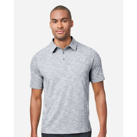 North End NE115 Men's Eclipse Jacquard Polo-Black Heather-L