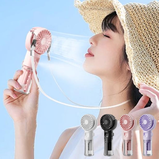 Xihbxyly Ventilador Nebulizador Portátil, Enfriador de Aire Recargable Por Usb, 4 Velocidades Ajustables, Diseño para Colgar Del Cuello, Función de Humidificación, Ideal para Viajes, Oficina, Dormito