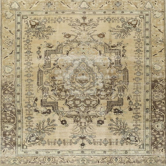 Ahgly Company Indoor Square Traditional Brown Persian Area Rugs, 5' Square