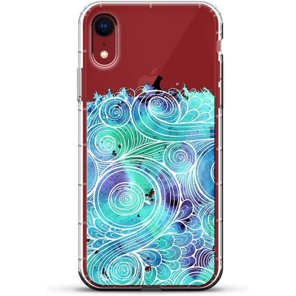 Bleu Turquoise Translucide Vagues de l'Océan Luxendary Air Series Cas de Silicone Clair avec 3D Imprimé Design