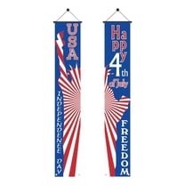 4th of July Decorations Outdoor Patriotic Memorial Day Decor, Independence Veterans Hanging American Flag and Banner, Stars and Stripes Porch Sign Party Supplies, New Version