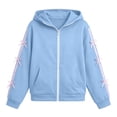 thumbnail image 7 of FAVIPT Girls Zipper Hoodies Side Ribbon Bow Long Sleeve Hooded Sweatshirt with Kangaroo Pocket Casual Cute Loose Hoodie Jacket Blue,10-11Years, 7 of 7