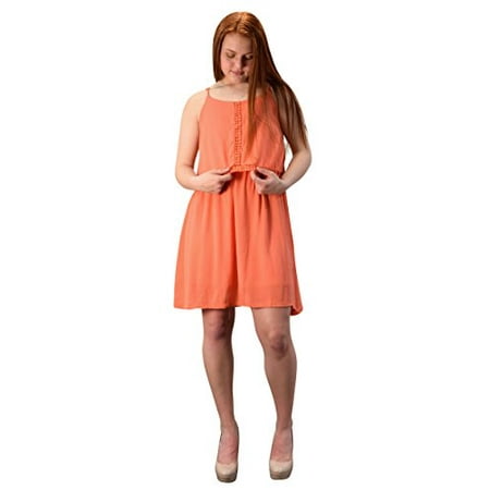 Peach Couture Cut Out Back Knee Length Thin Strap Crochet Lining Crepe (Best Way To Cut A Peach)