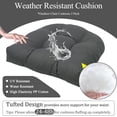 thumbnail image 5 of Bxaolu Outdoor Chair Cushions Set of 2, Thick 19" x 19" Outdoor Seat Cushions Patio Furniture Waterproof with Ties, Waterproof Patio Furniture Cushions, Outdoor Dining Chair Pads, Dark Gray, 5 of 9