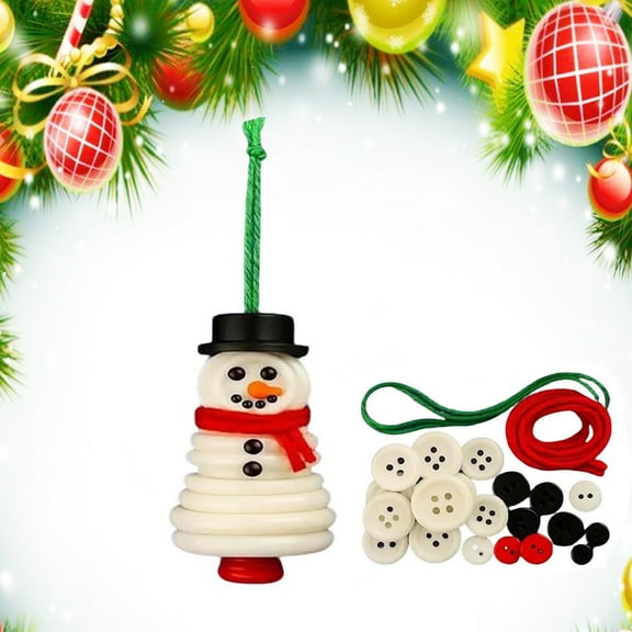 DIY Button Christmas Ornament Kit, Animal Theme Fun Christmas Button Christmas Tree Ornament Kit with Snowman, Christmass Tree Hanging Decorations, DIY Ornaments Kits