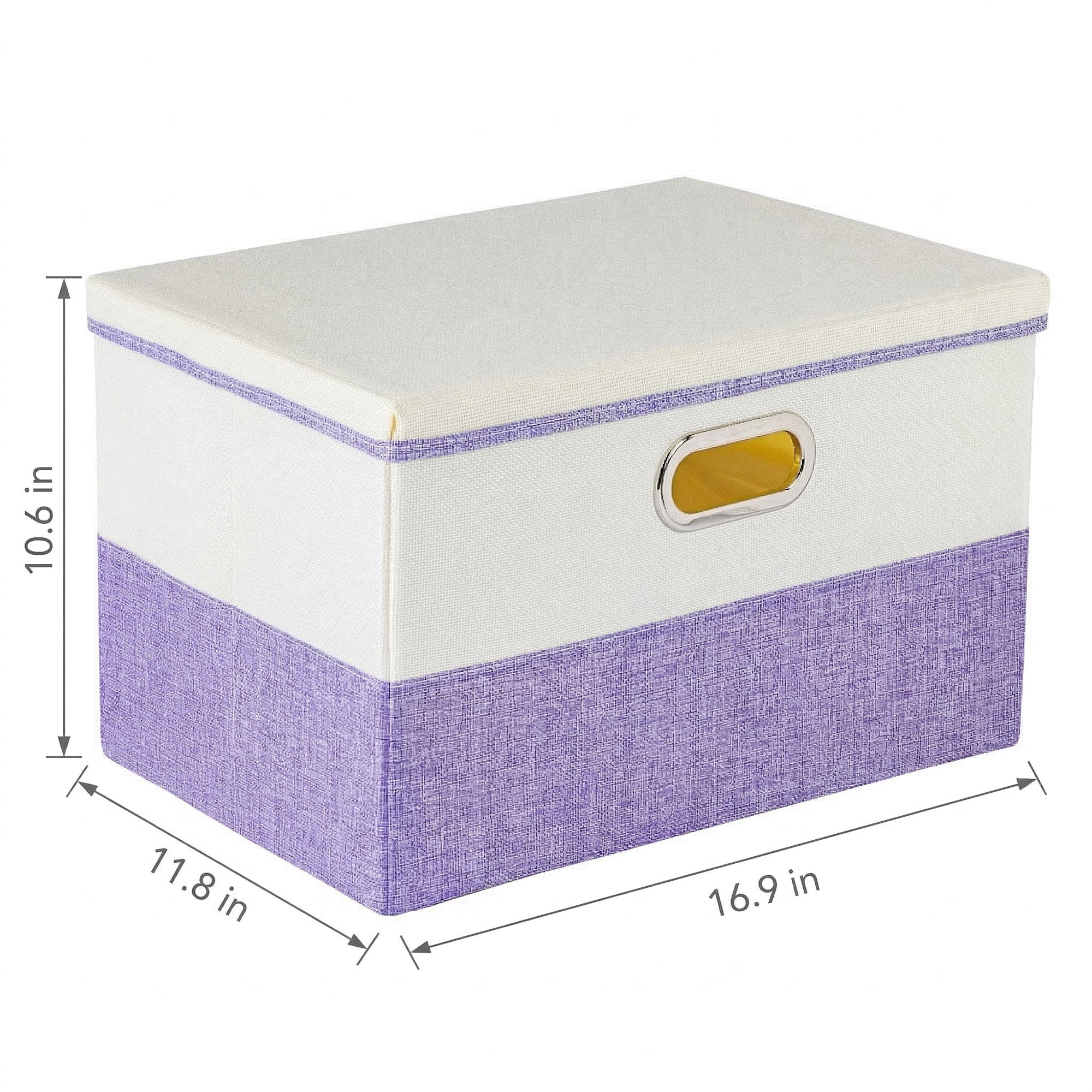 Unique Bargains Fabric Storage Bin with Lids Purple 16.9*11.8*10.6in