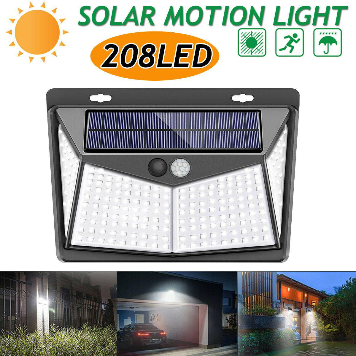 208 LED Yard Solar Wall Light PIR Motion Sensor Outdoor Garden Pathway Wall Lamp 