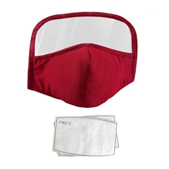 ASA TECHMED Face Mask, Cotton Dust-Proof Outdoor Reusable Face Guard with Transparent Eye Shield