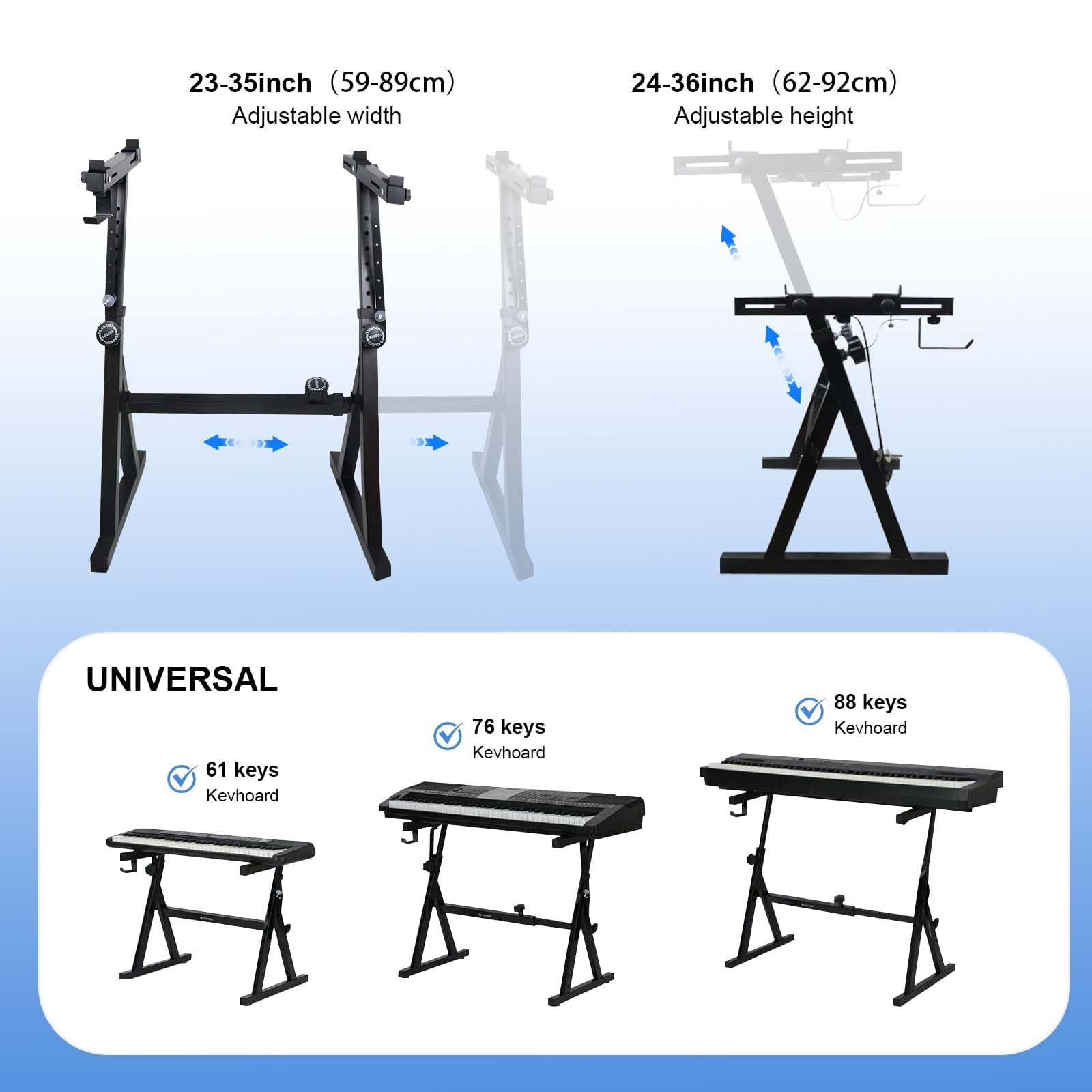 Luku Heavy Duty Piano Keyboard Stand with Wheels & Pads, Adjustable Portable Music Stand for 54/61/88 Key Keyboards