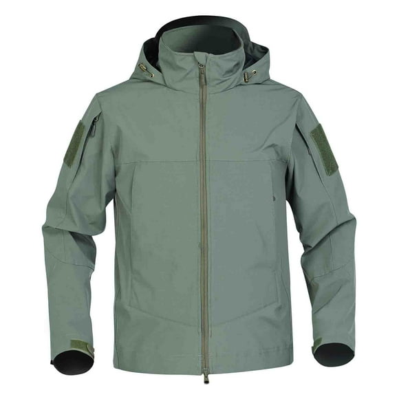 BADHUB Men's Softshell Jacket with Hood Fleece Lined Windbreaker Lightweight Waterproof Jackets for Travel Hiking Solid Color Outdoor Softshell Winter Clearance