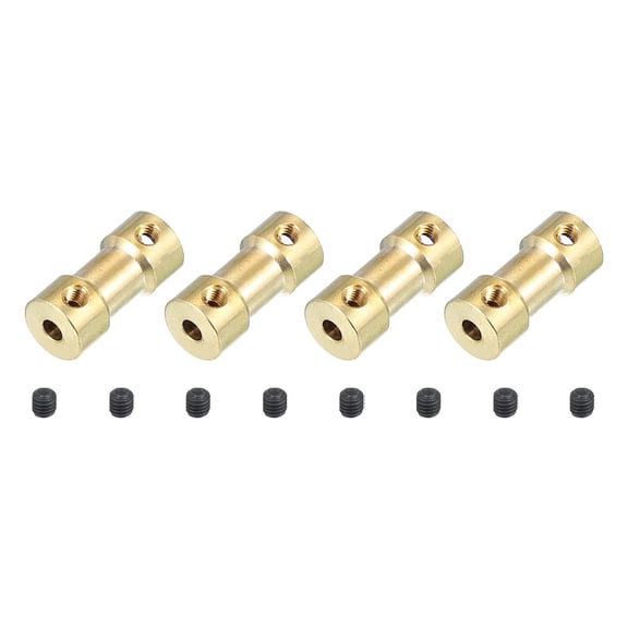 Shaft Coupling Joint 3mm to 5mm, 4 Pcs Brass Motor Shaft Coupler Extension Connector Rigid Sleeve Adapter Transmission Joint with M3 Screws for RC Car Airplane Tires Motor Robot