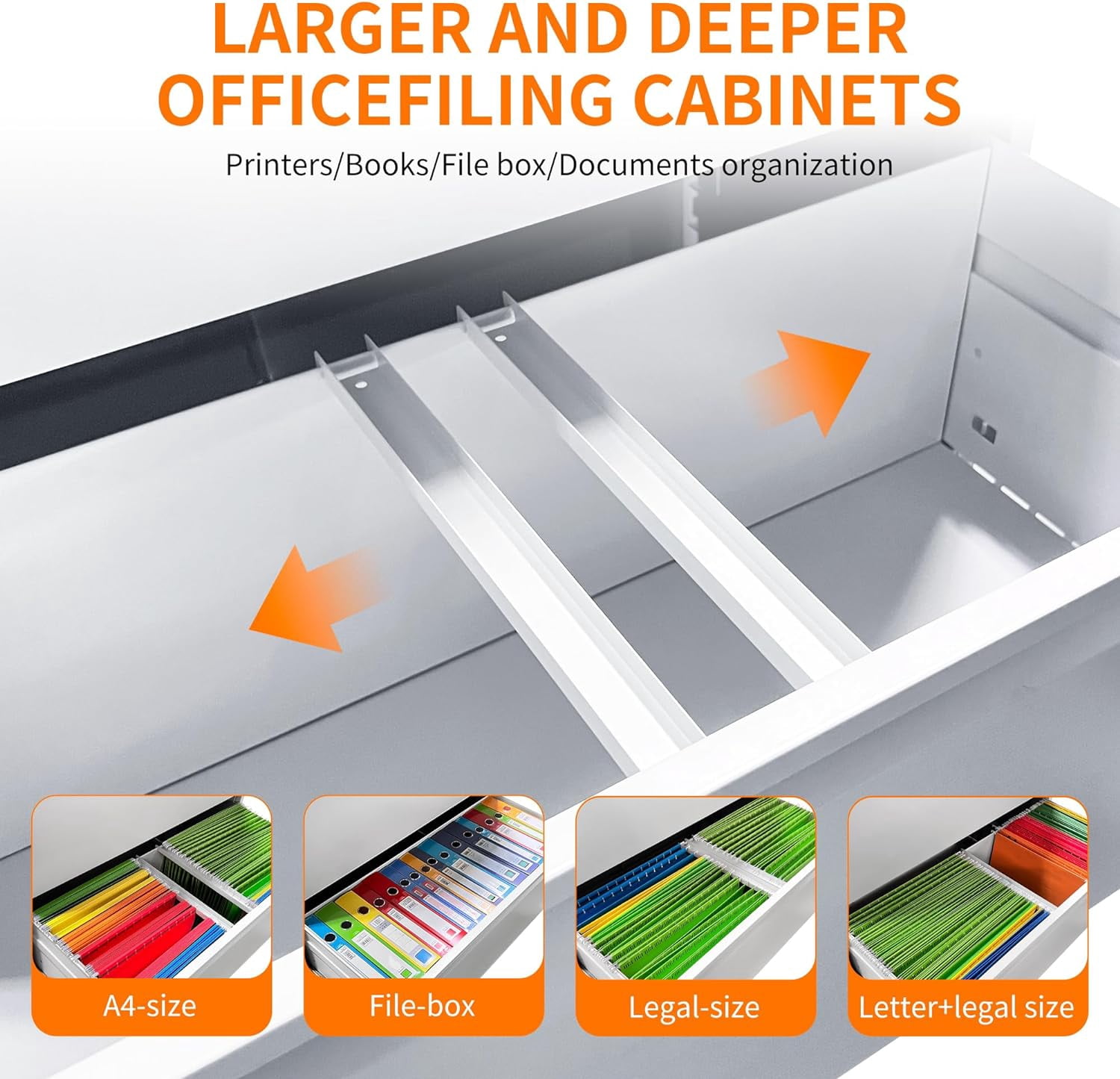 Heavy Duty Locking Metal File Cabinet for Home Office, Lateral Steel Cabinet with Drawers - Legal/Letter Size File, Assembly Required