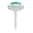 thumbnail image 3 of Rosec Jewels Oval Shape Lab Grown Emerald Ring with Moissanite Halo, Vintage Inspired Ring, 14K White Gold, US 8.00, 3 of 9