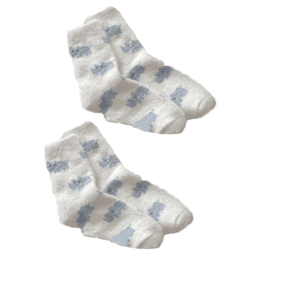 AUQ 2Pairs Socks Soft Coral Fleece Fuzzy Socks for Cozy Winter,Thick Warm Long Socks for Home Relaxation,Style1