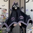 thumbnail image 5 of Cute Halloween Wearable Blanket Hoodie Free Size for Adults Devil Bat Hooded Blanket Oversized Soft Sherpa Hoodie Women Throw Cloak Wrap with Demon Wings, 5 of 7