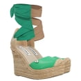 thumbnail image 1 of Alpargata Puntal De Plataforma Yute Con Listón 2 en 1 Cabra Piel Sintético Verde Ajustable Para Mujer, 1 of 5