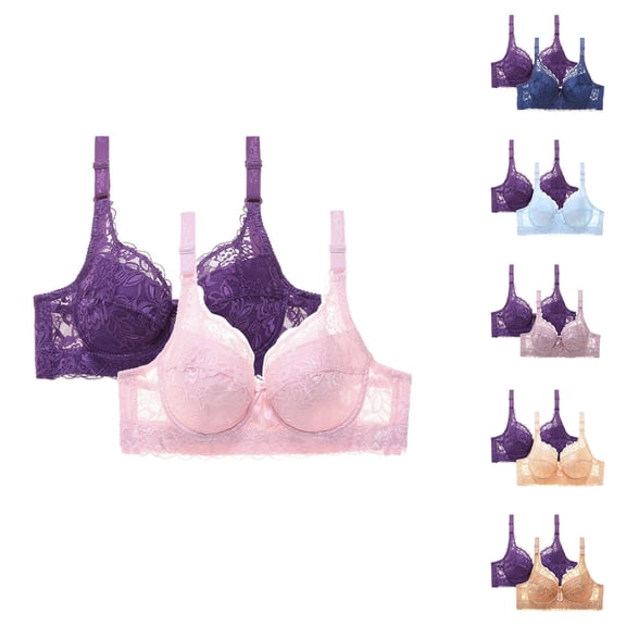 Kctiaxy Underwire Bras for Women 2 Pcs Push Up Bars Supportive Minimizer Solid Color Comfortable and Breathale Everyday Bars Underwear Summer Deal