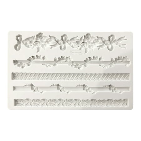

SUOAGIN DIY Relief Cake Border Silicone Molds Curlicues Lace Fondant Silicone European Frame Cake Decorating Relief Flower Mould