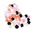 thumbnail image 3 of 50 rosas artificiales de imitación, adornos de flores realistas para ramos de boda, dulces, flores decorativas (blanco, naranja, blanco lechoso, negro, rosa claro, 10 unidades cada una), 3 of 5