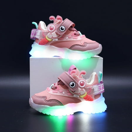 

TOWED22 Baby Sneaker Light Up Shoes For Girls Toddler Led Walking Shoes Girls Kids Children Baby Casual LED Shoes Red