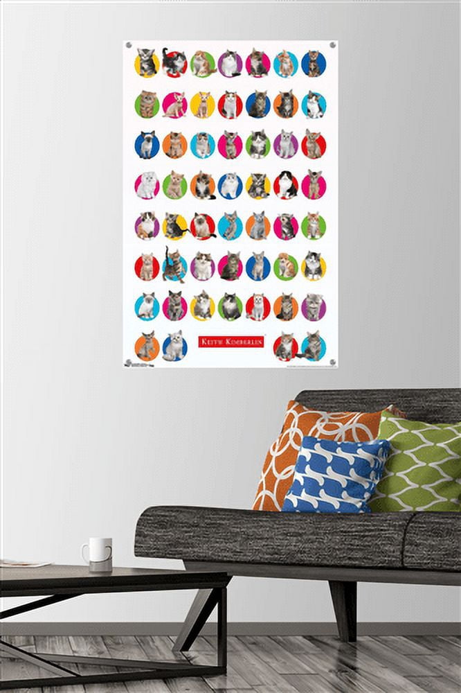 Keith Kimberlin - Kitten Grid Wall Poster with Push Pins, 22.375" x 34"