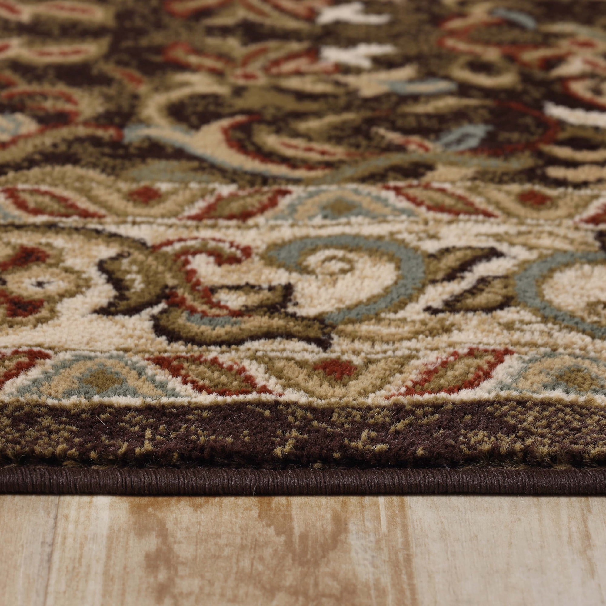 BNM Floral Scroll Vines Indoor Area Rug, 8' x 10', Mocha