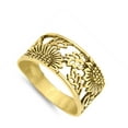 thumbnail image 4 of CHOOSE YOUR COLOR Sterling Silver Gold-Tone Sunflower Ring Filigree Flower Leaf Band 925 Female Size 5, 4 of 4