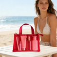 thumbnail image 3 of Handheld Mesh Toiletry Bag with Compartments, Portable Travel Makeup Sorting Bag, Beach Organizer Pouch for Toiletries & Cosmetics, Mesh Storage Bag for Outdoor Trips, Memorial Gifts, Red, 3 of 7