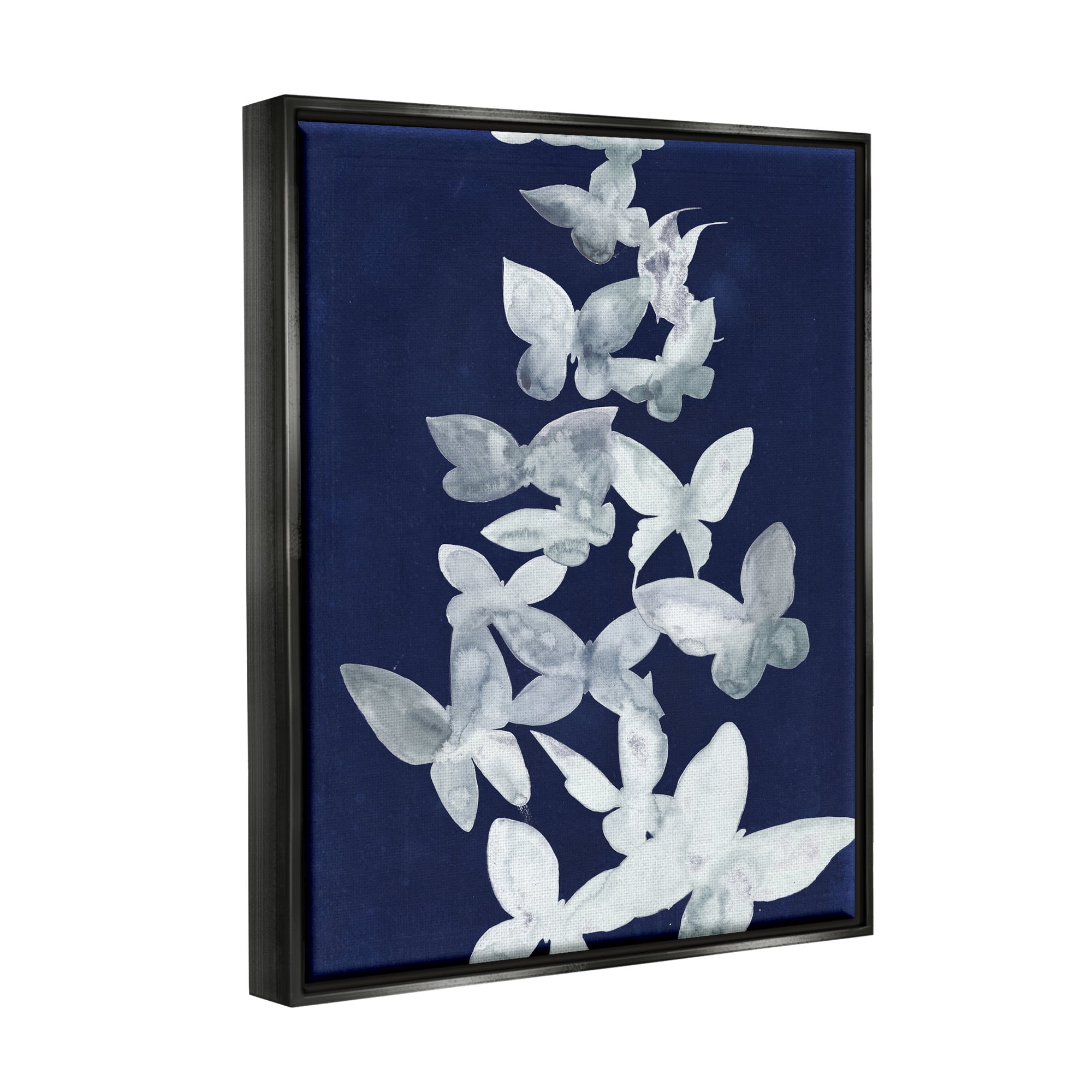 Stupell Industries Blue Butterflies Abstraction Animals & Insects Painting Black Floater Framed Art Print Wall Art