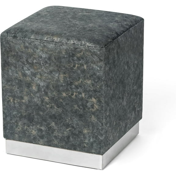 Square Storage Ottoman Vanity Stool with Storage Velvet Footstool Makeup Vanity Chair Padded Seat Small Ottoman Foot Rest for Living Room Bedroom Dorm Entryway, Colorful Black