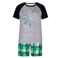 thumbnail image 3 of Miqool Mens Christmas Pajama Sets 2 Piece Holiday Outfits Printed Raglan Shorts Tee and Plaid Shorts Soft Stretch Outfits Matching Family Sleepwear, 3 of 6