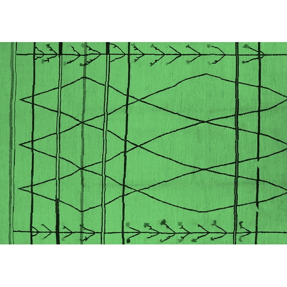 Ahgly Company Indoor Rectangle Oriental Emerald Green Industrial Area Rugs, 5' x 7'