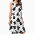 thumbnail image 2 of Weed Pattern Spring Summer Dresses For Women Fashion Dress Casual Sleeveless Loose Sundress With Pockets, 2 of 4