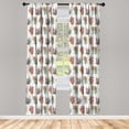 thumbnail image 2 of Ambesonne Floral Curtains, Cactus Botanical Motifs Art, Pair of 28"x84", Coral Almond Green Blush, 2 of 4
