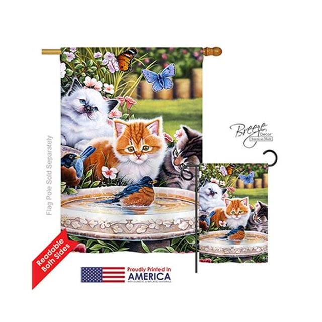 Breeze Decor 10071 Pets Splashing Up Some Fun 2-Sided Vertical Impression House Flag - 28 x 40 in.