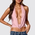 thumbnail image 3 of Halter Tank Tops for Women Deep V Neck Sleeveless Backless Tie Back Y2k Going out Tops Summer Streetwear, 3 of 9