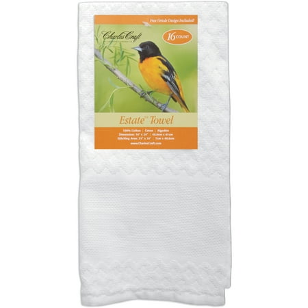Charles Craft Estate Diamond Weave Towel 14 Count 16"X24"-White