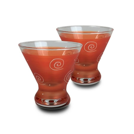 

Golden Hill Studio Set of 2 Orange and White Hand Painted Cosmopolitan Wine Glass 8.25 oz.