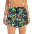 thumbnail image 2 of Picia Dinosaur Plays Soccer Pattern Women's 2 in 1 Athletic Running Shorts High Waisted Workout Casual Gym Sweat Shorts with Comfy Liner Zipper Pockets-Small, 2 of 9