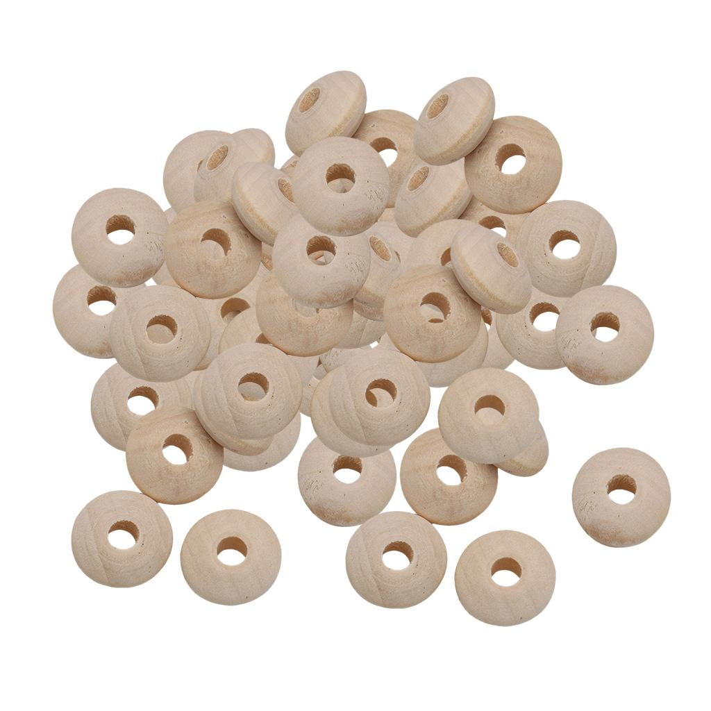 50pc Natural Thread Wood Spacer Beads Jewelry Making Bracelet Necklace Craft 