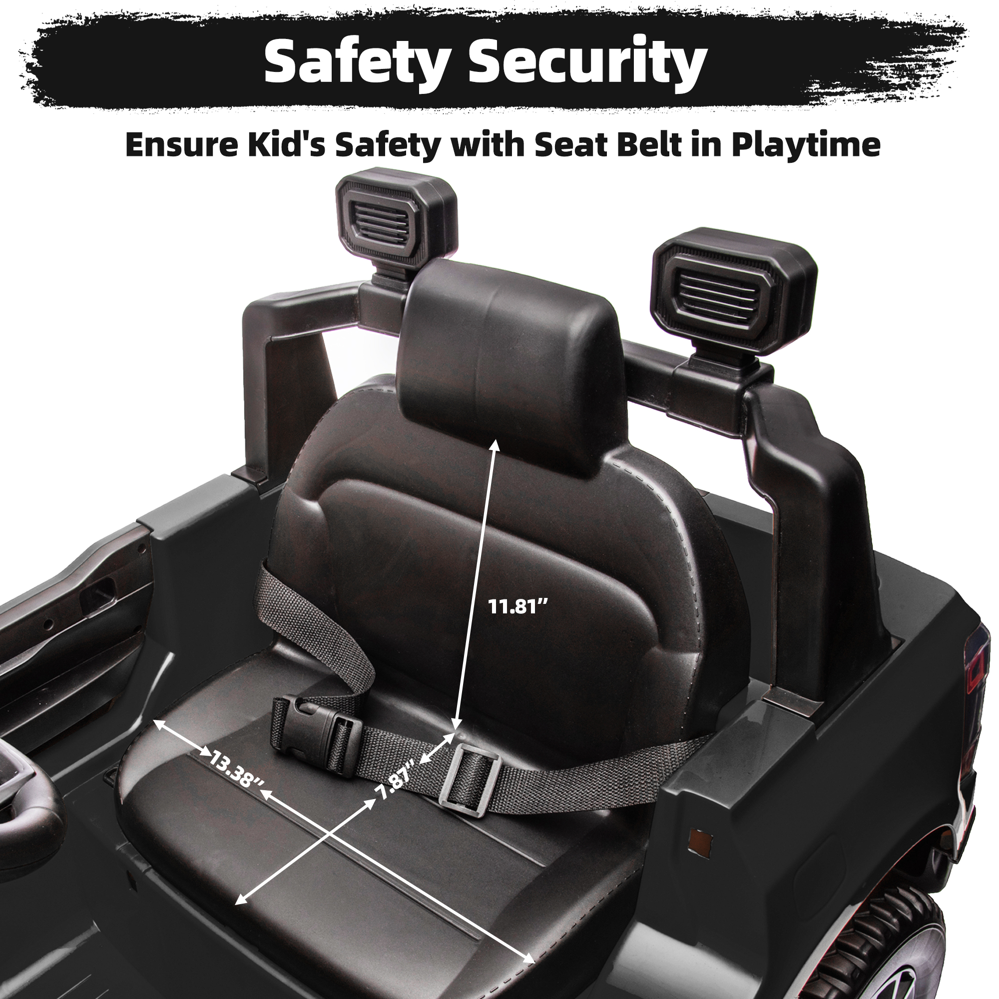 12V Powered Ride on Truck, Ford Ranger Ride on Toy Cars with Remote Control, Rear Wheels Suspension, Safety Belt, MP3 Player, Electric Ride on Cars for Kids Boys Girls 3-6 Ages, Black