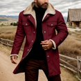 thumbnail image 2 of Men's Winter Lapel Cargo Military Trucker Work Long -Lined Cotton Jacket Coat Color: Size:L, 2 of 8
