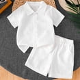 thumbnail image 5 of GCETTIC Toddler Baby Boys Summer Outfits Short Sleeve Solid Color T-Shirt Tops Shorts Sets 2Pcs Baby Boys Cotton Clothes White 2-3 Years, 5 of 6