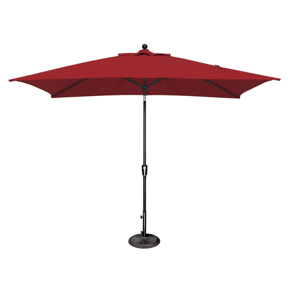 SimplyShade 10ft Outdoor Patio Rectangle Market Umbrella with Black Push Button Tilt, Red