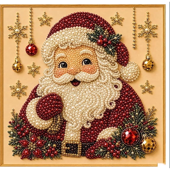 Christmas Decor Santa Claus Pearl Art Kit for Adults, 5D Special Shape Pearl Gem Painting Craft, Seasonal Decor Supplies for Adults & Teens