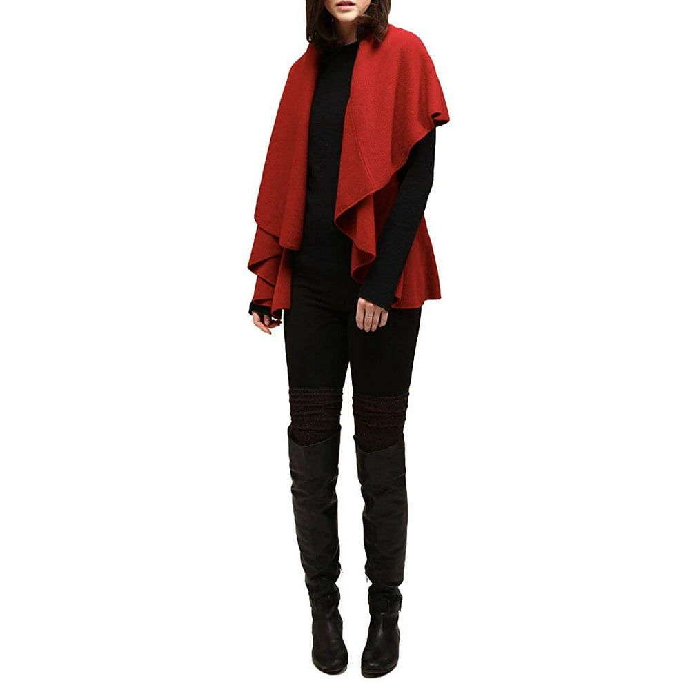 Look by M Look by M Women's Draped Basic Shawl Vest (Red) Walmart