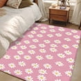 thumbnail image 4 of 3'x5' Area Rugs, White Pink Daisy Indoor Outdoor Area Rug for Living Room Bedroom, Spring Summer Floral Farmhouse Washable Bathroom Rugs Kitchen Floor Carpet Mats Home Decor Aesthetic, 4 of 8