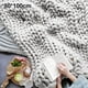 thumbnail image 4 of Grobe Wolle handgewebte Decke Decke Strickdecke Wolldecke Sofadecke Dicke Decke 80 100 (hellgrau, 4 of 5